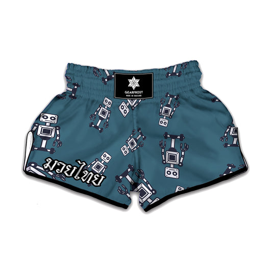 Robot Servant Pattern Print Muay Thai Boxing Shorts