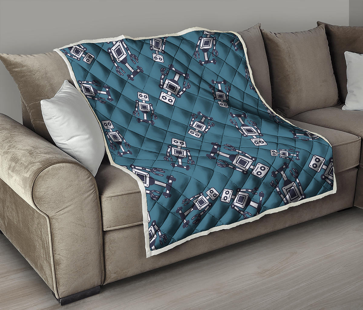 Robot Servant Pattern Print Quilt