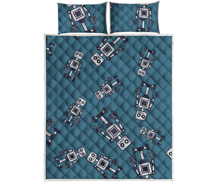 Robot Servant Pattern Print Quilt Bed Set