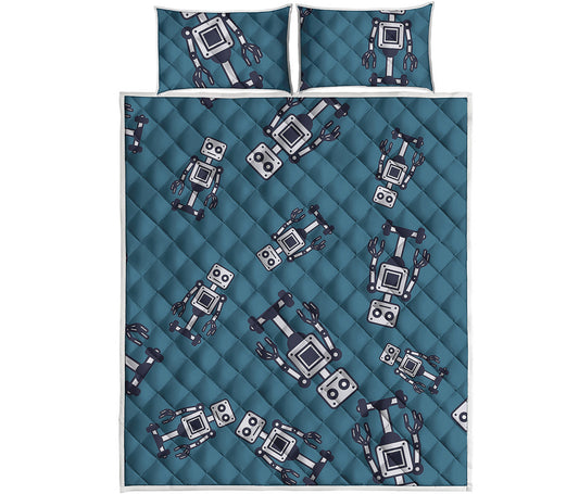 Robot Servant Pattern Print Quilt Bed Set