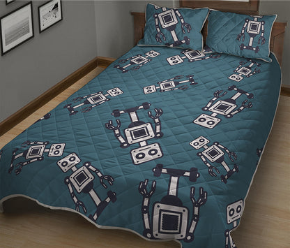 Robot Servant Pattern Print Quilt Bed Set