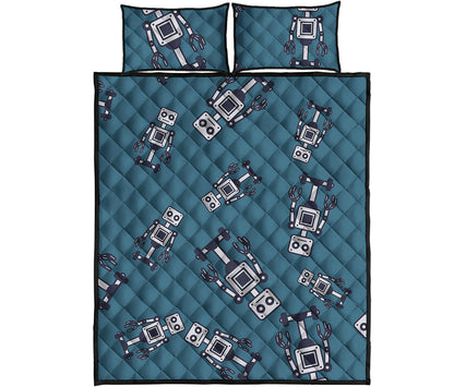 Robot Servant Pattern Print Quilt Bed Set