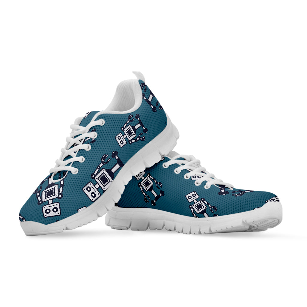 Robot Servant Pattern Print White Sneakers