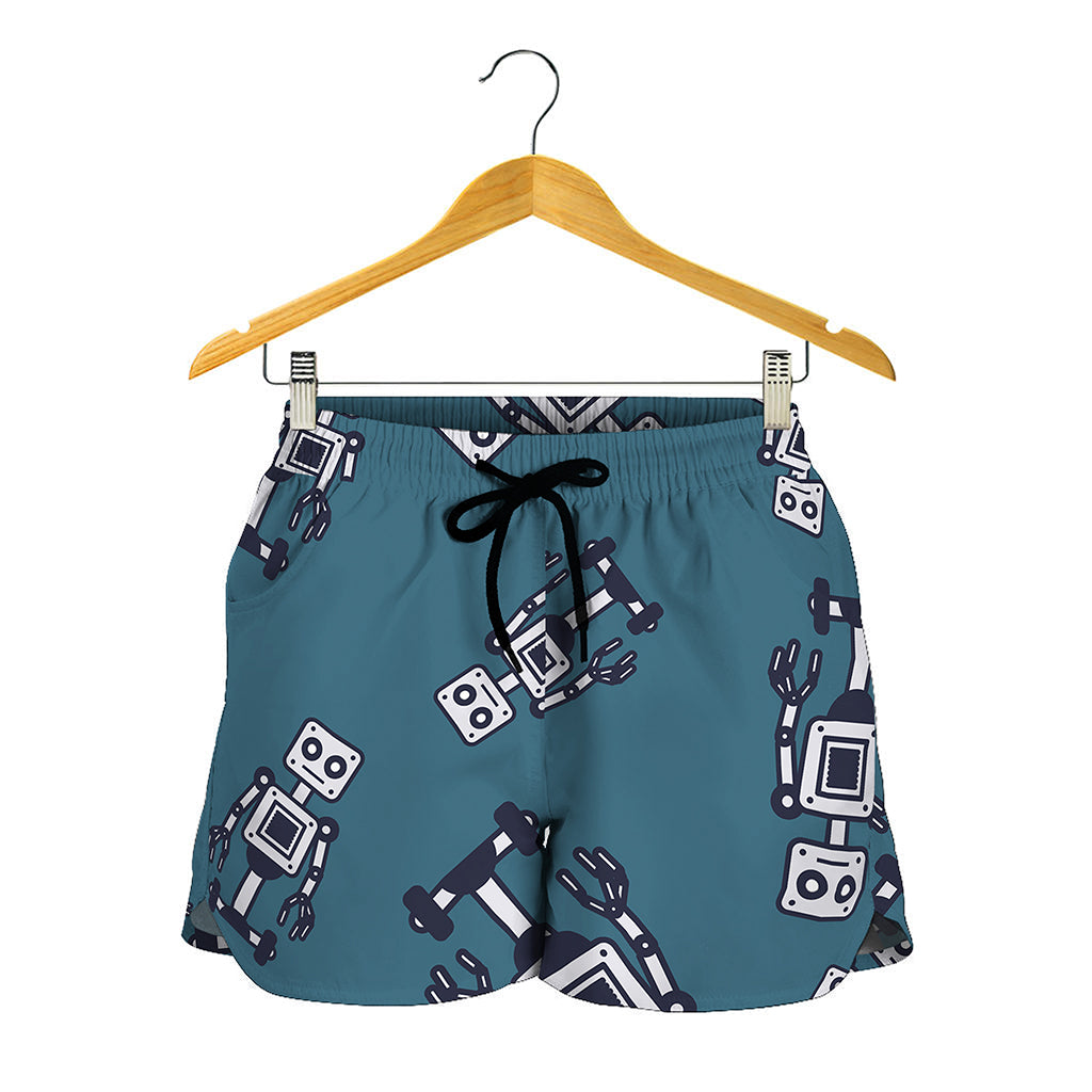 Robot Servant Pattern Print Women's Shorts