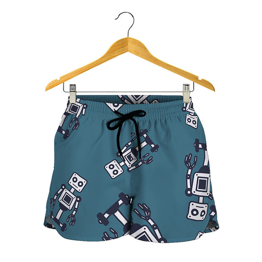 Robot Servant Pattern Print Women's Shorts