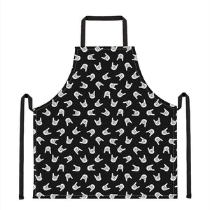 Rock And Roll Hand Sign Pattern Print Apron