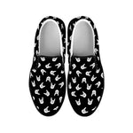 Rock And Roll Hand Sign Pattern Print Black Slip On Shoes
