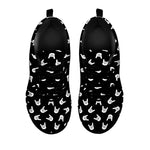 Rock And Roll Hand Sign Pattern Print Black Sneakers