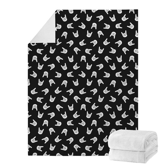 Rock And Roll Hand Sign Pattern Print Blanket