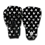 Rock And Roll Hand Sign Pattern Print Boxing Gloves