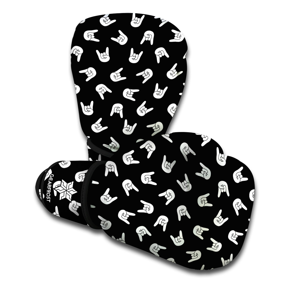 Rock And Roll Hand Sign Pattern Print Boxing Gloves