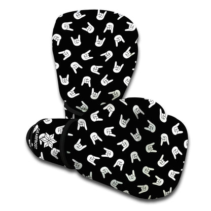 Rock And Roll Hand Sign Pattern Print Boxing Gloves