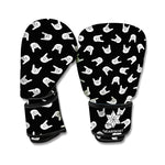 Rock And Roll Hand Sign Pattern Print Boxing Gloves