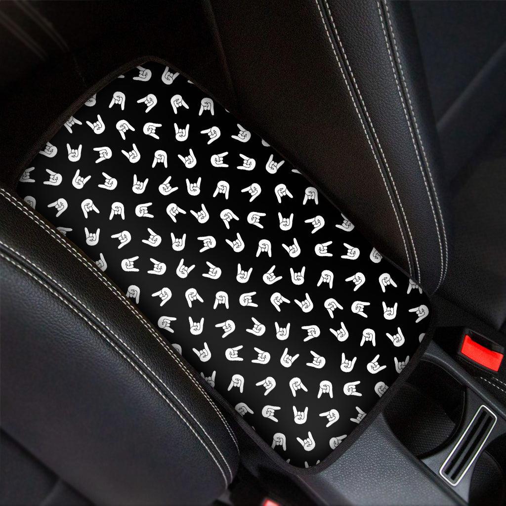 Rock And Roll Hand Sign Pattern Print Car Center Console Cover