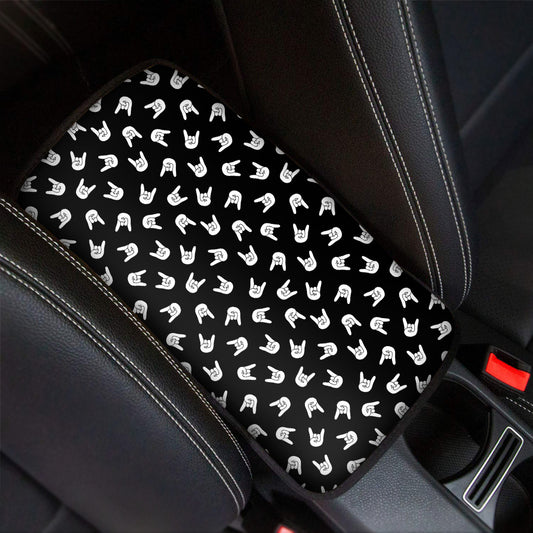 Rock And Roll Hand Sign Pattern Print Car Center Console Cover