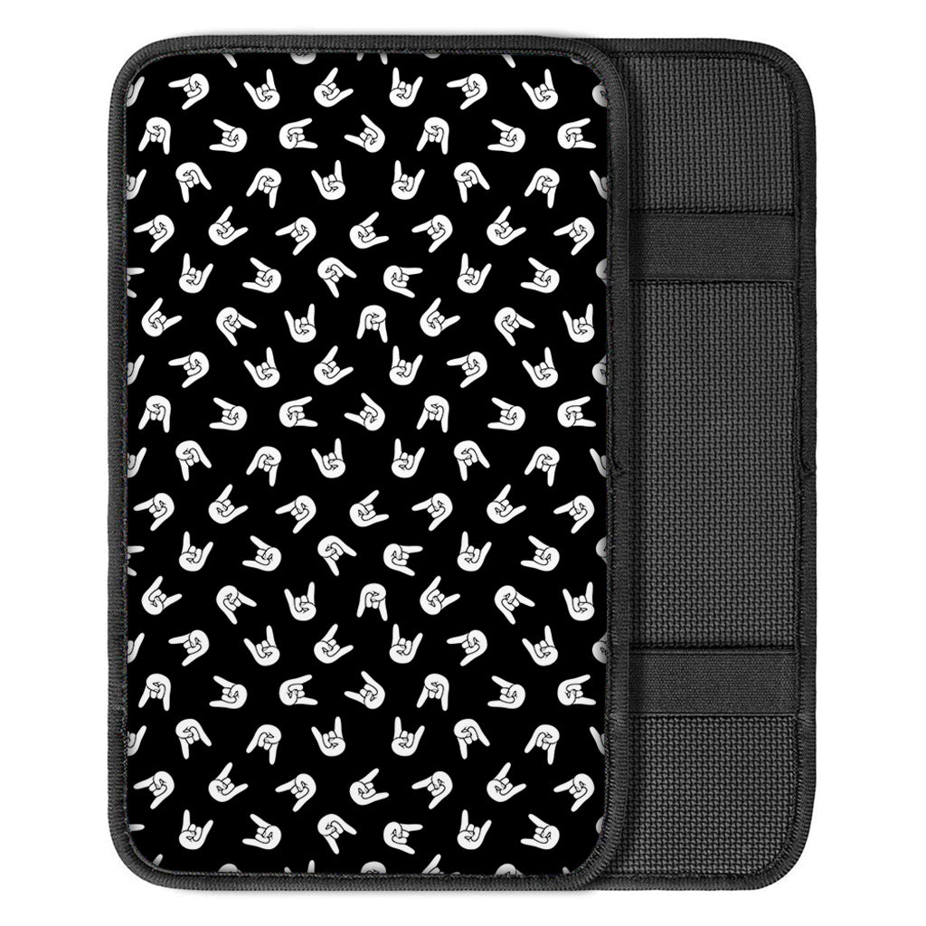 Rock And Roll Hand Sign Pattern Print Car Center Console Cover