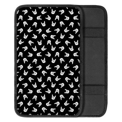 Rock And Roll Hand Sign Pattern Print Car Center Console Cover