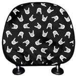 Rock And Roll Hand Sign Pattern Print Car Headrest Covers