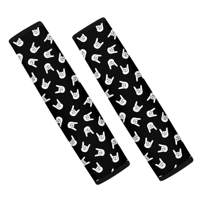 Rock And Roll Hand Sign Pattern Print Car Seat Belt Covers