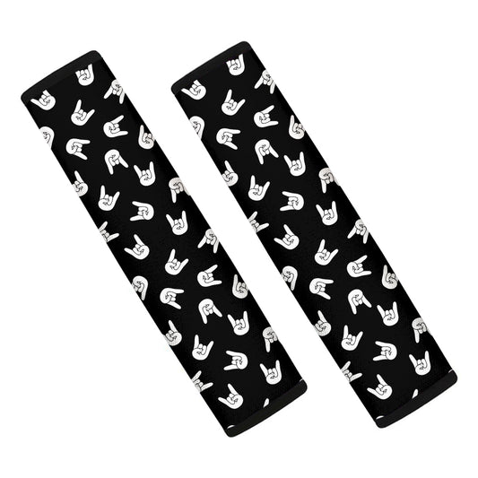 Rock And Roll Hand Sign Pattern Print Car Seat Belt Covers