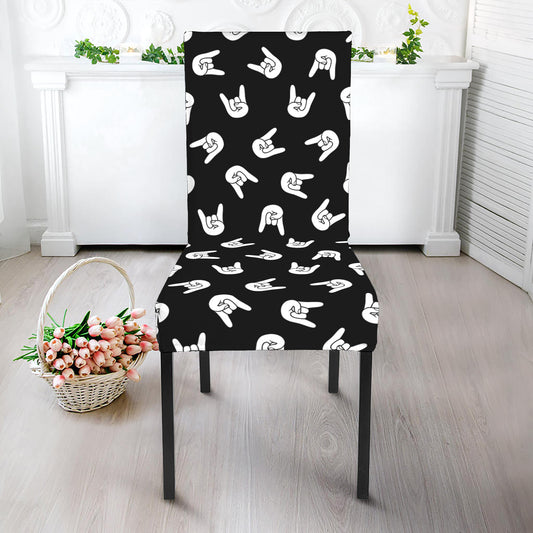 Rock And Roll Hand Sign Pattern Print Dining Chair Slipcover