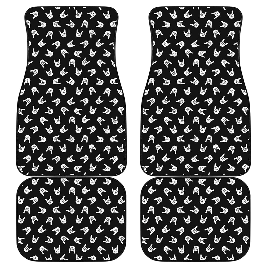 Rock And Roll Hand Sign Pattern Print Front and Back Car Floor Mats