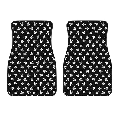 Rock And Roll Hand Sign Pattern Print Front Car Floor Mats