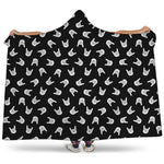 Rock And Roll Hand Sign Pattern Print Hooded Blanket