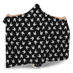 Rock And Roll Hand Sign Pattern Print Hooded Blanket