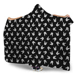 Rock And Roll Hand Sign Pattern Print Hooded Blanket