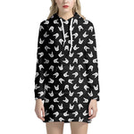 Rock And Roll Hand Sign Pattern Print Hoodie Dress