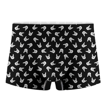 Rock And Roll Hand Sign Pattern Print Men's Boxer Briefs