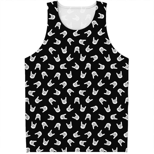 Rock And Roll Hand Sign Pattern Print Men's Tank Top