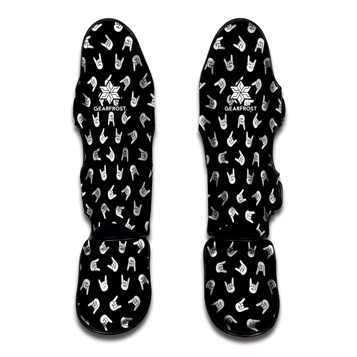 Rock And Roll Hand Sign Pattern Print Muay Thai Shin Guard