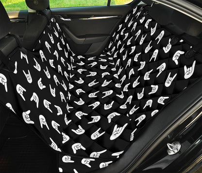 Rock And Roll Hand Sign Pattern Print Pet Car Back Seat Cover