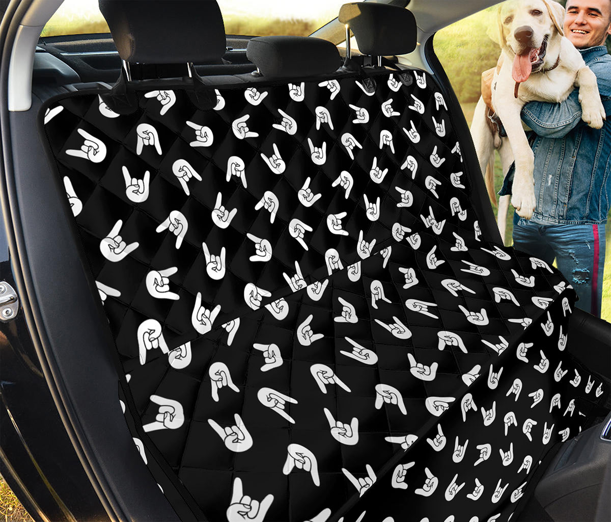 Rock And Roll Hand Sign Pattern Print Pet Car Back Seat Cover