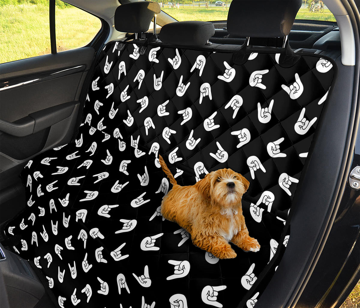 Rock And Roll Hand Sign Pattern Print Pet Car Back Seat Cover