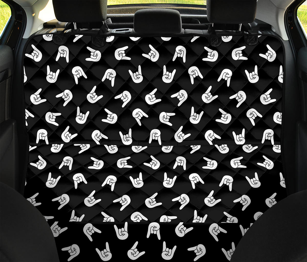 Rock And Roll Hand Sign Pattern Print Pet Car Back Seat Cover