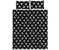 Rock And Roll Hand Sign Pattern Print Quilt Bed Set