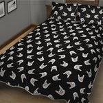 Rock And Roll Hand Sign Pattern Print Quilt Bed Set