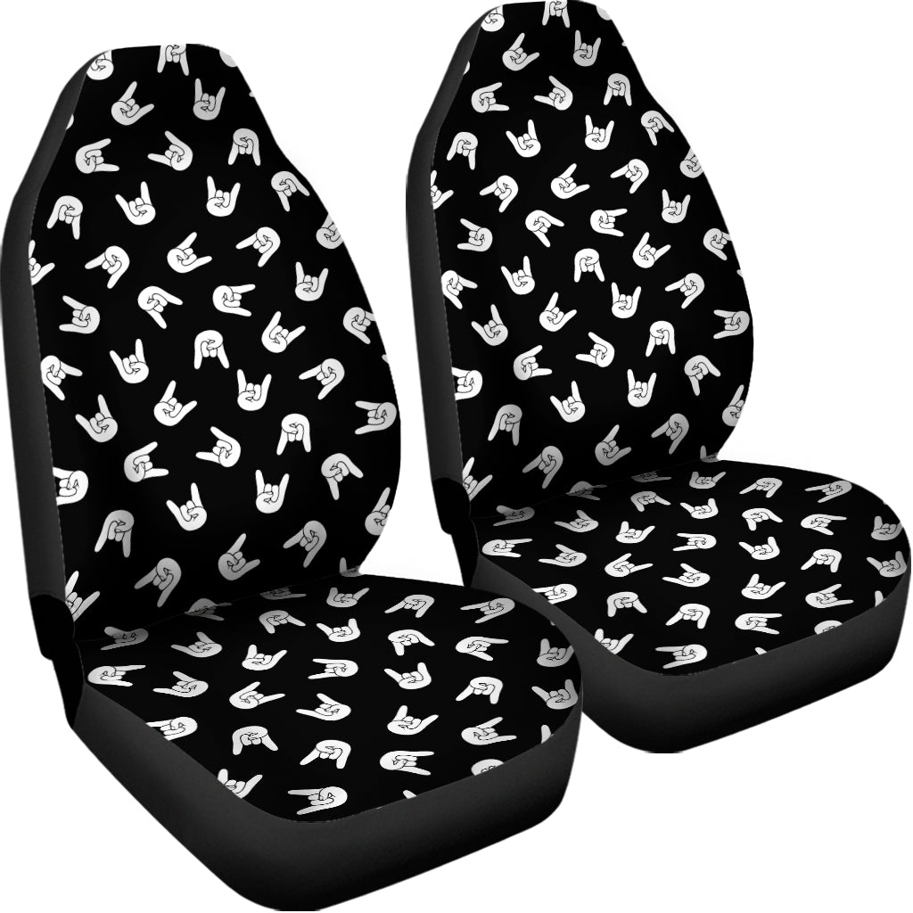 Rock And Roll Hand Sign Pattern Print Universal Fit Car Seat Covers