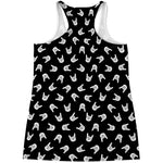 Rock And Roll Hand Sign Pattern Print Women's Racerback Tank Top
