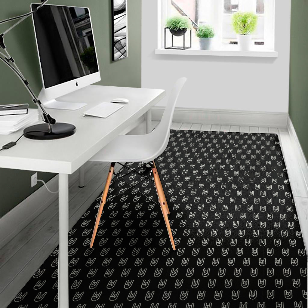 Rock And Roll Hand Symbol Pattern Print Area Rug