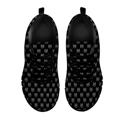 Rock And Roll Hand Symbol Pattern Print Black Sneakers