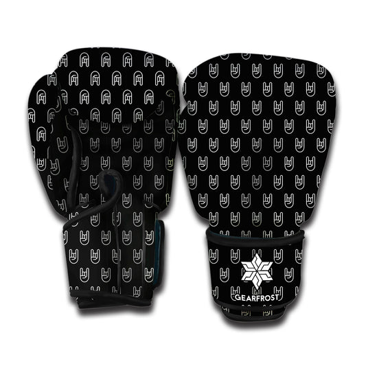 Rock And Roll Hand Symbol Pattern Print Boxing Gloves