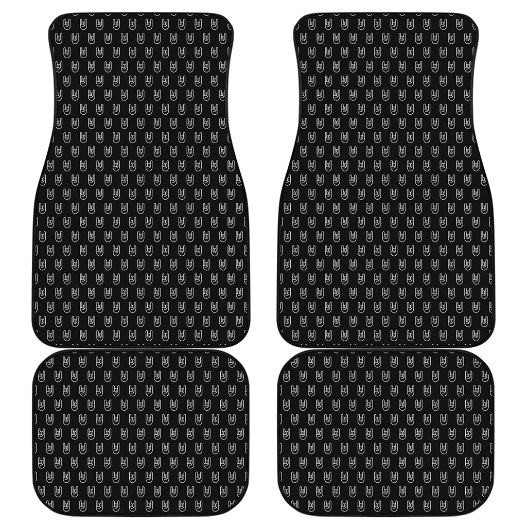 Rock And Roll Hand Symbol Pattern Print Front and Back Car Floor Mats