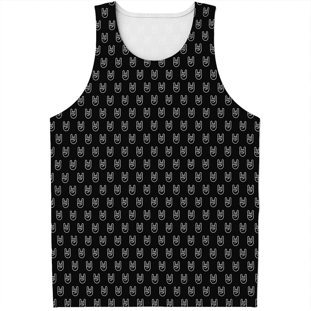 Rock And Roll Hand Symbol Pattern Print Men's Tank Top