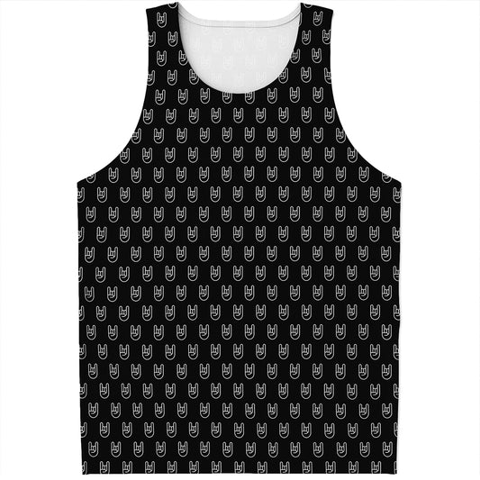 Rock And Roll Hand Symbol Pattern Print Men's Tank Top