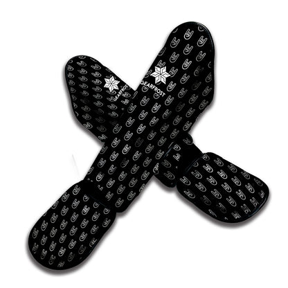 Rock And Roll Hand Symbol Pattern Print Muay Thai Shin Guard