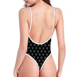 Rock And Roll Hand Symbol Pattern Print One Piece High Cut Swimsuit